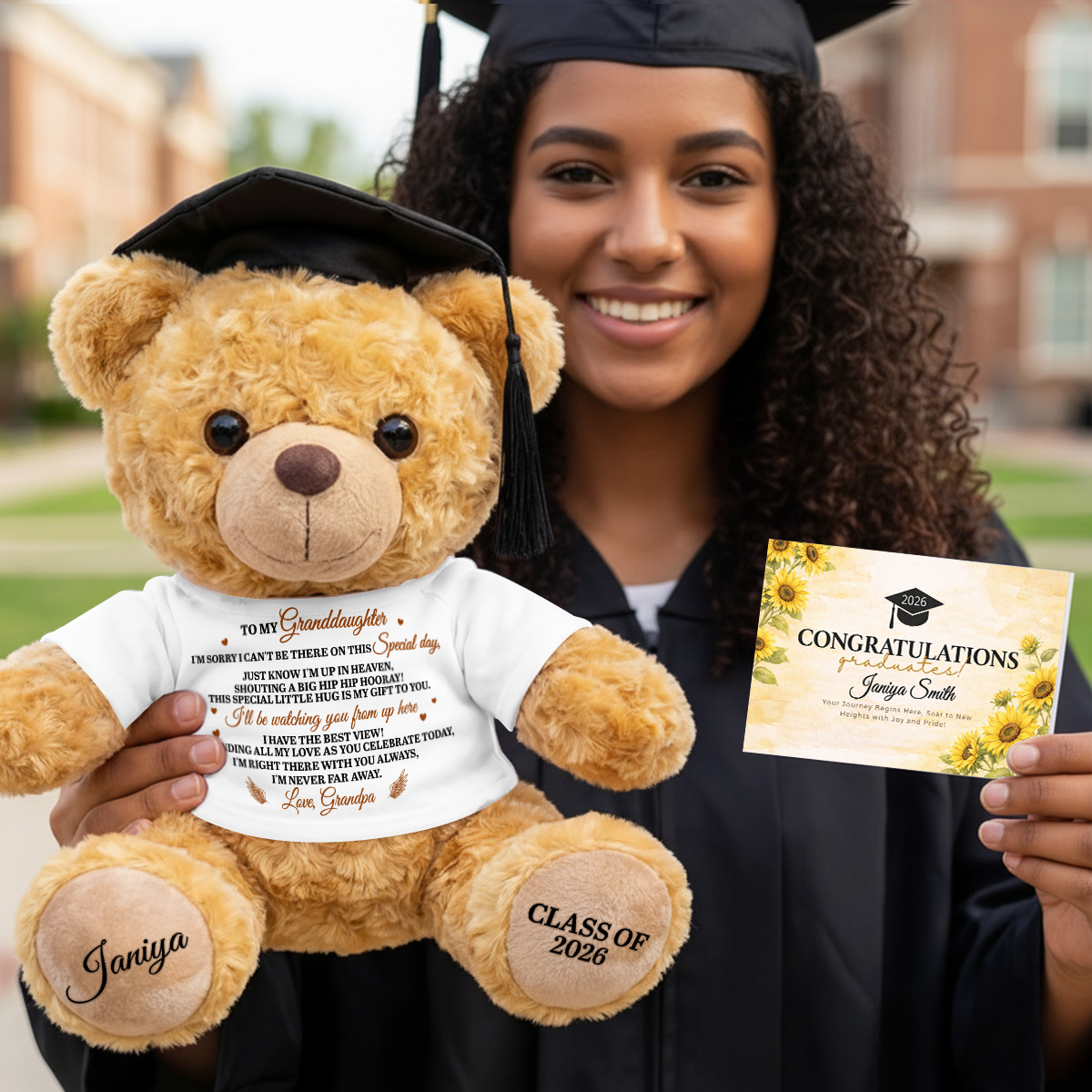 I'm Sending My Love As You Celebrate - Personalized Graduation Bear With Card
