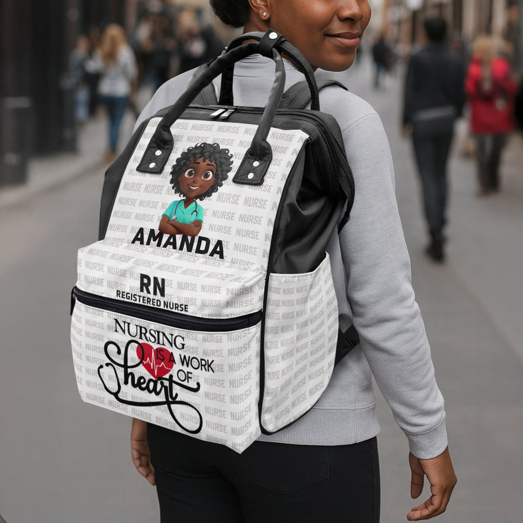 Nursing Is A Work Of Heart - Personalized Duckbilled Backpack