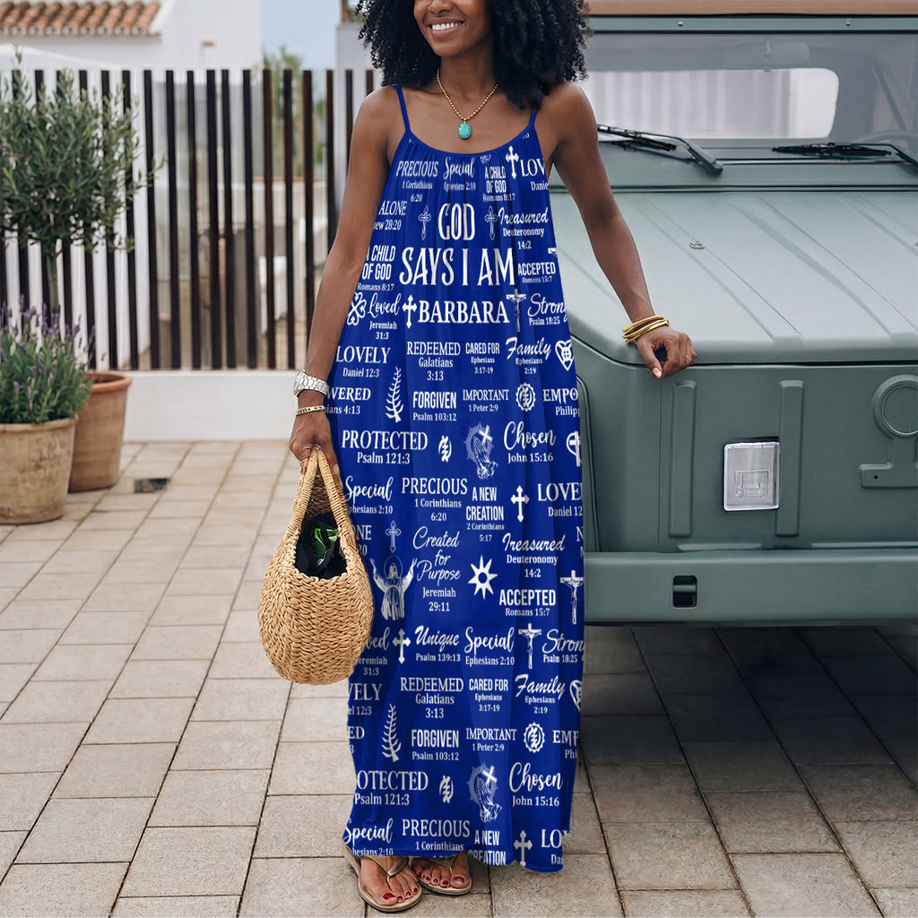 God Says I Am - Personalized Backless Cami Maxi Dress