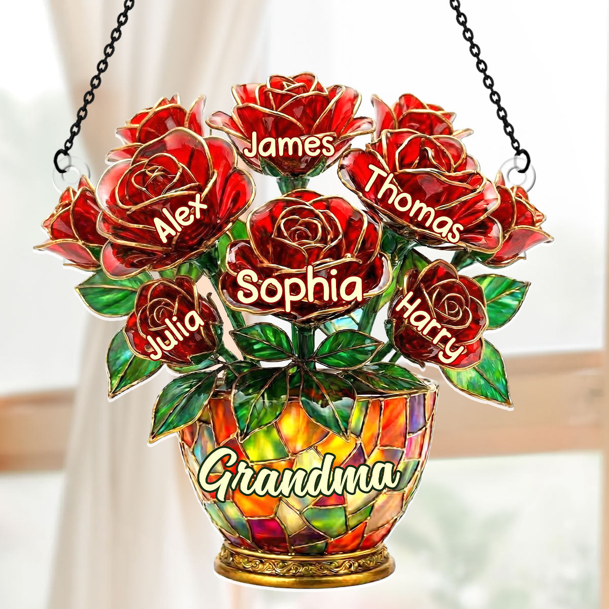 Grandma’s Roses Of Love - Personalized Acrylic Suncatcher