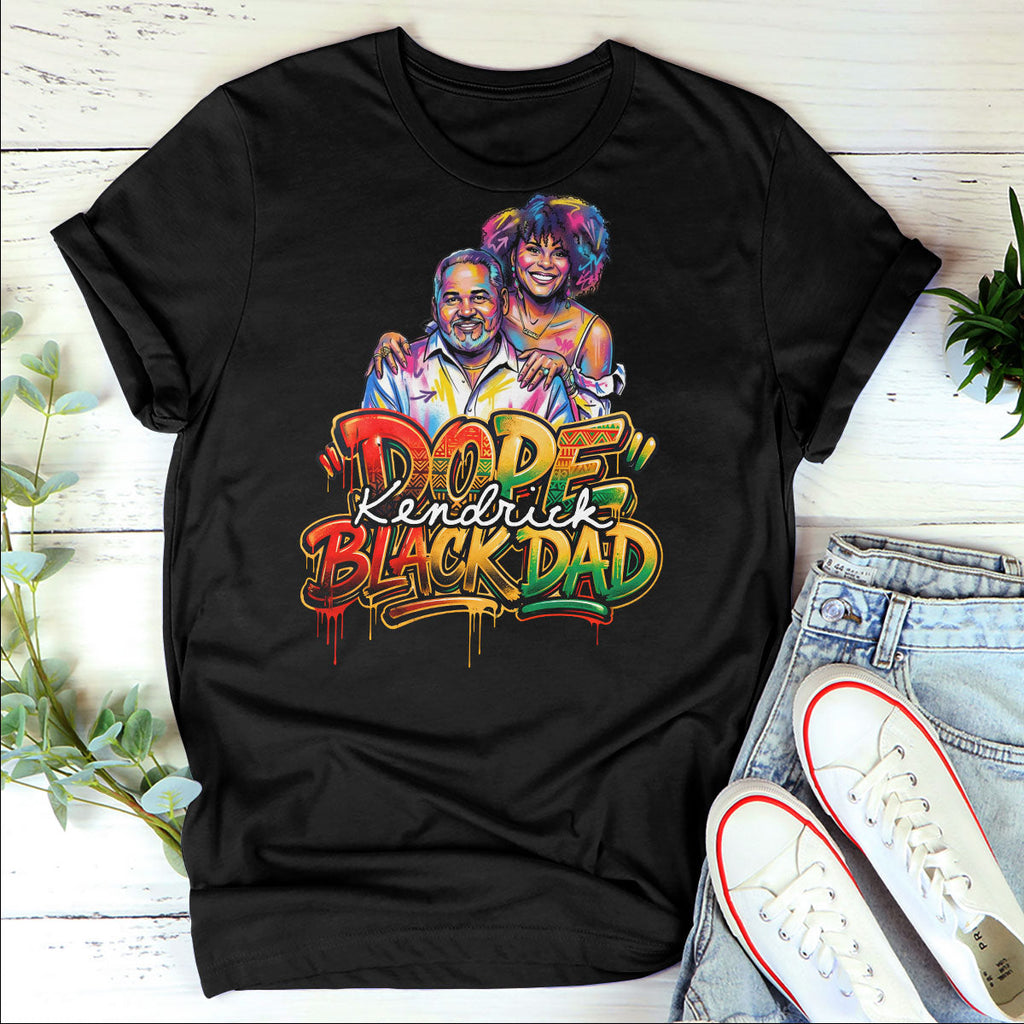 Custom Photo Dope Black Dad Graffiti - Personalized 2D Unisex T-shirt