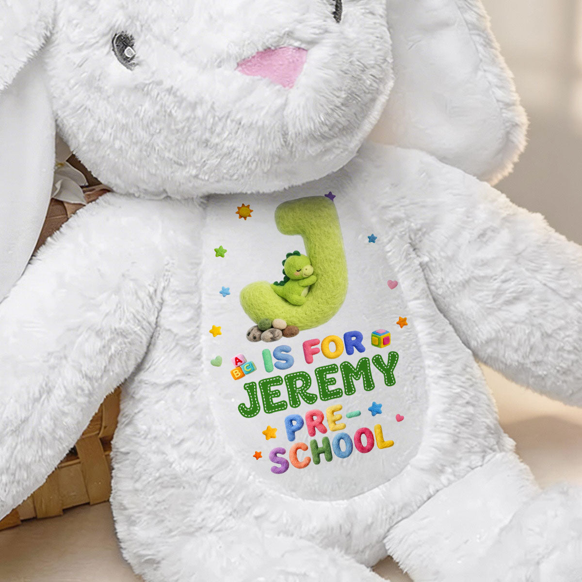 Fluffy Alphabet Back To School - Personalized Stuffed Bunny