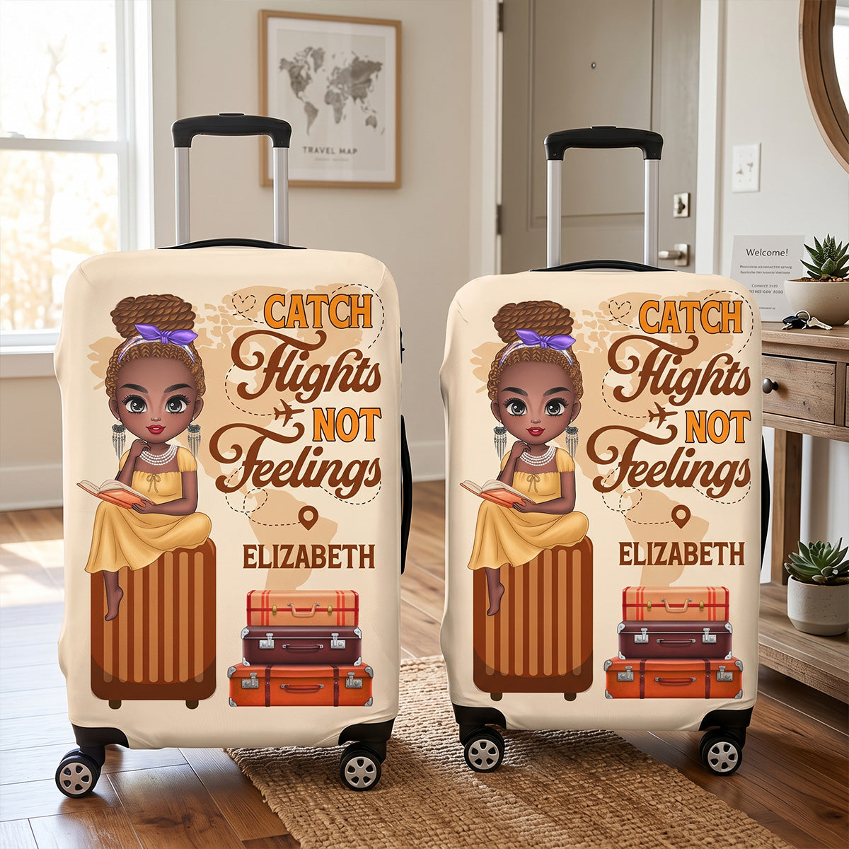 Catch Flights Not Feelings - Personalized Luggage Cover