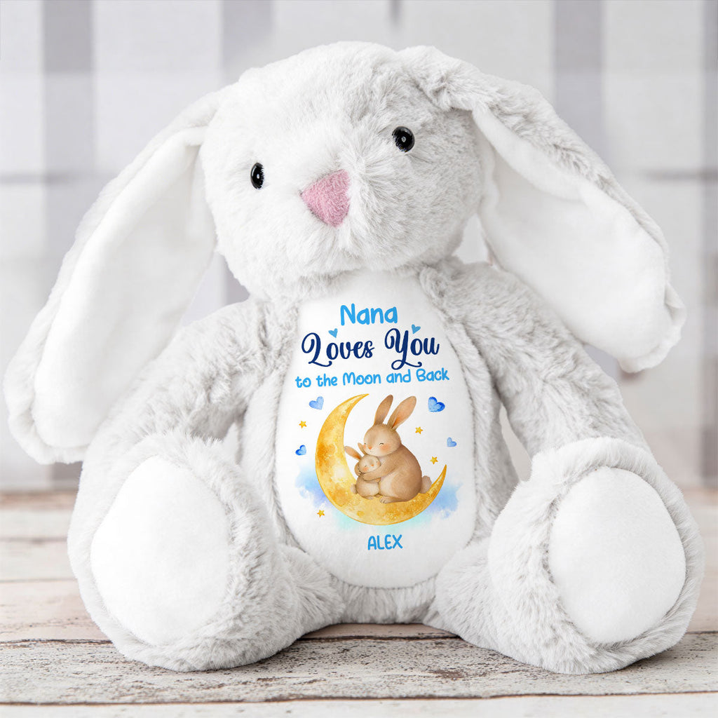 Bunny Grandma And Grandchild Moon Love - Personalized Stuffed Bunny