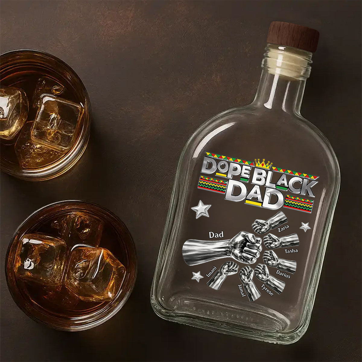 Dope Black Dad - Personalized Whiskey Bottle