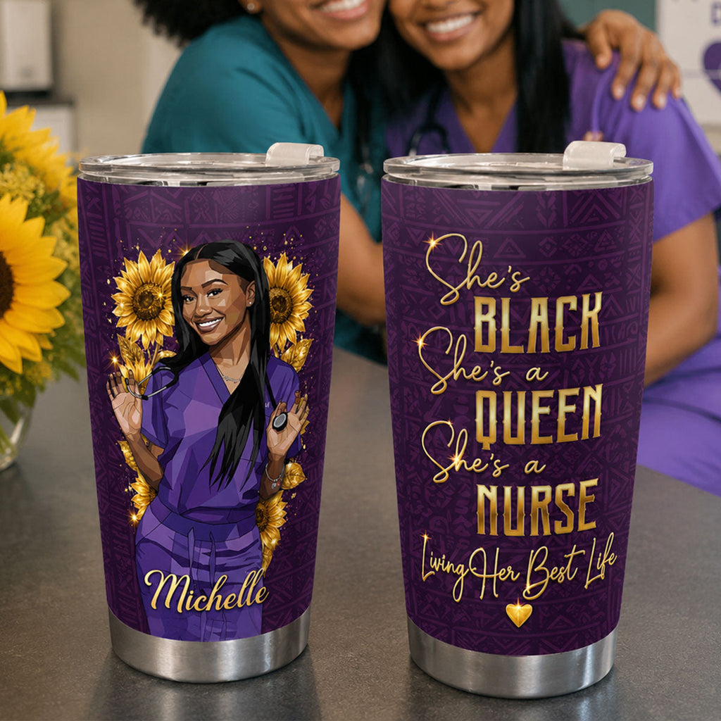 Living Her Best Life As A Nurse - Personalized Stainless Steel Tumbler