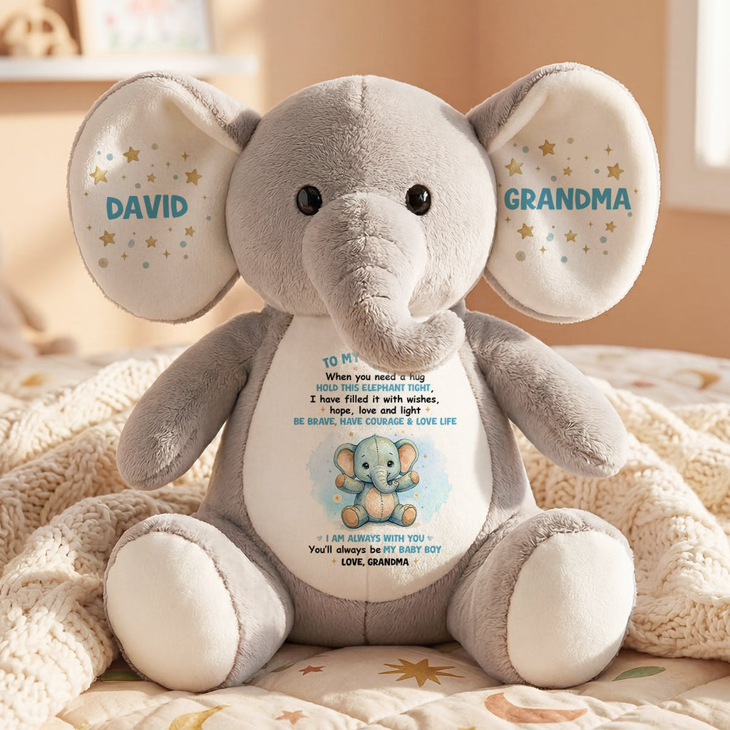 Be Brave, Have Courage & Love Life - Personalized Stuffed Elephant