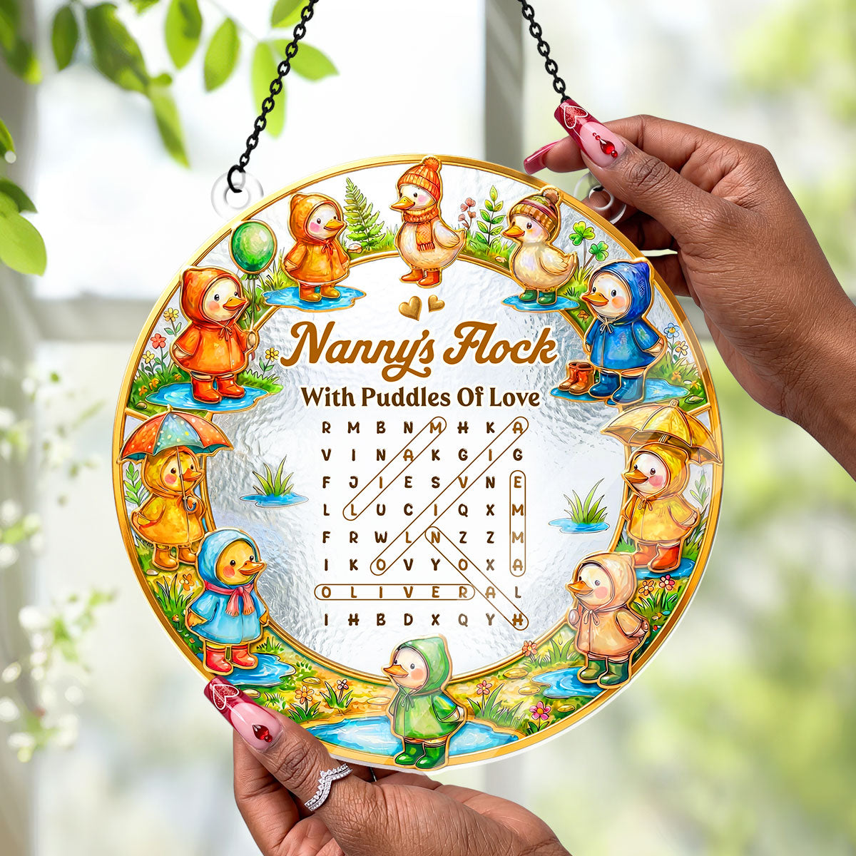 Raincoat Family Flock - Personalized Acrylic Suncatcher