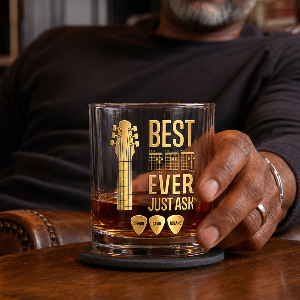 Music Dad - Personalized Round Whiskey Glass