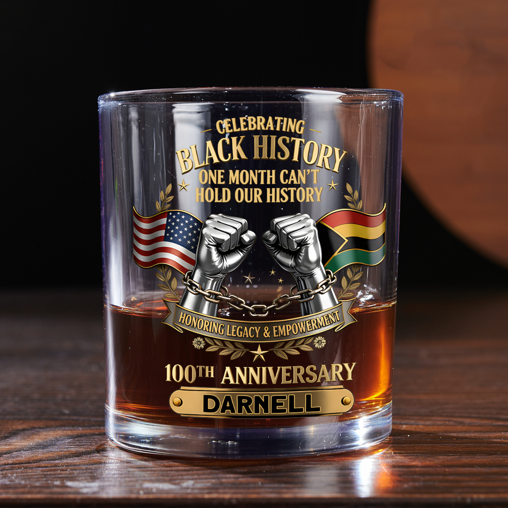 Black History Month - Personalized Round Whiskey Glass