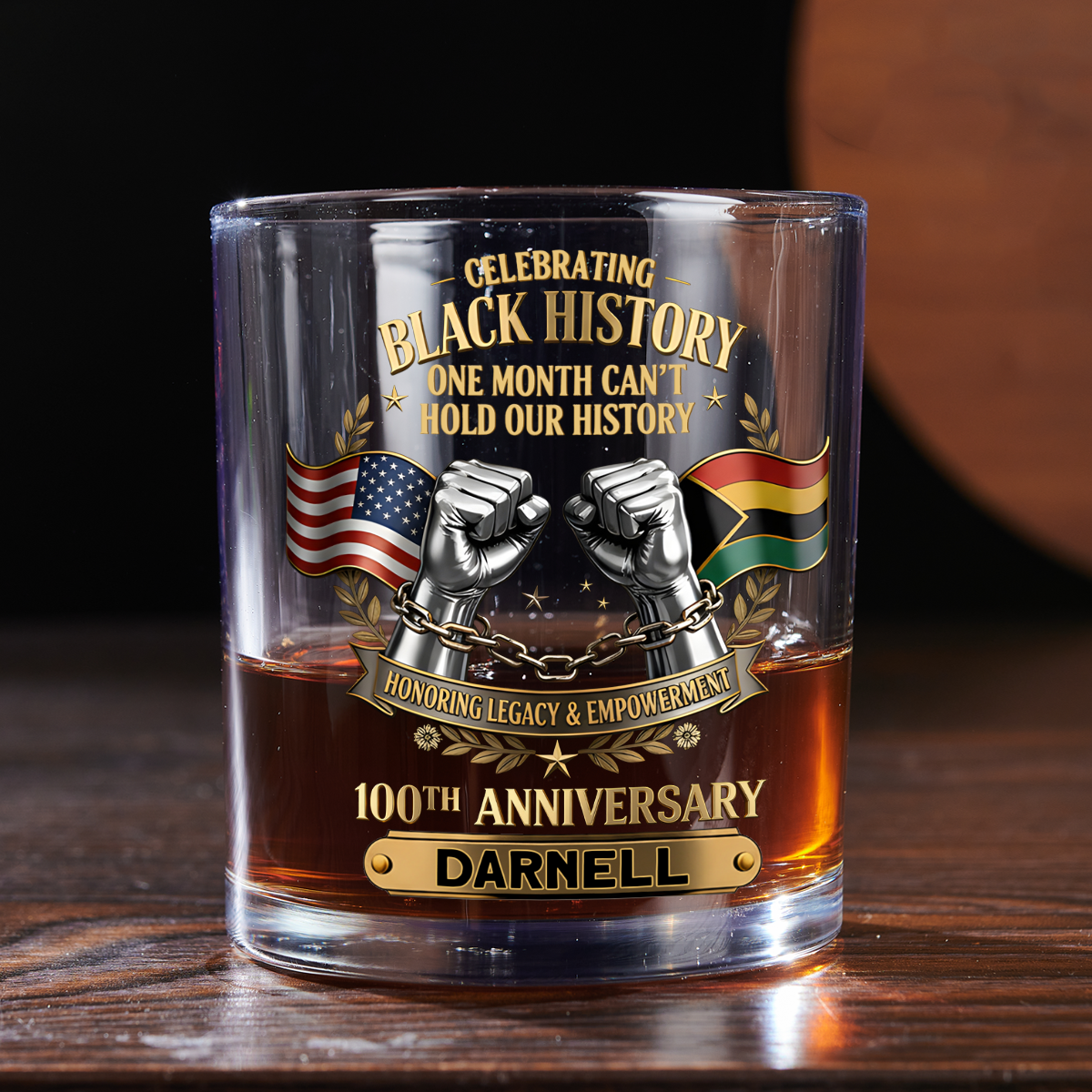 Black History Month - Personalized Round Whiskey Glass