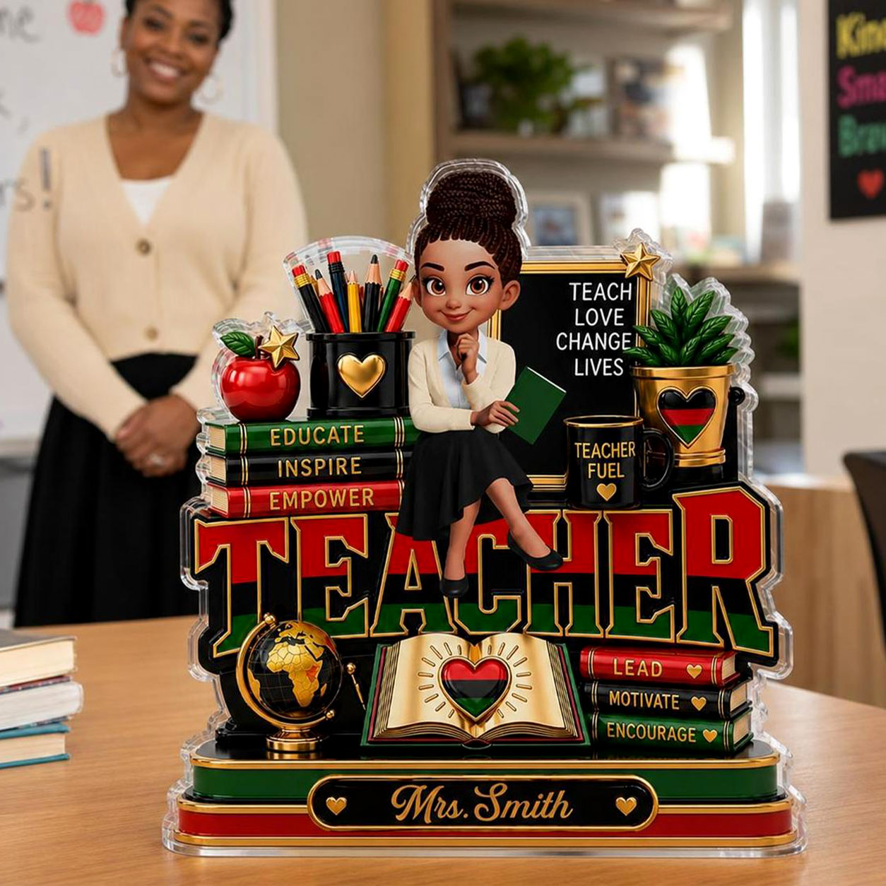 Teach Love Changes Life - Personalized Custom Shaped Acrylic Plaque