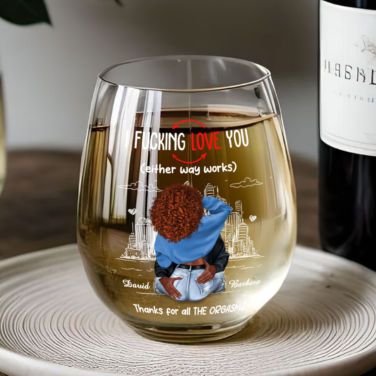 Thanks For All The Orgasms - Personalized Stemless Wine Glass