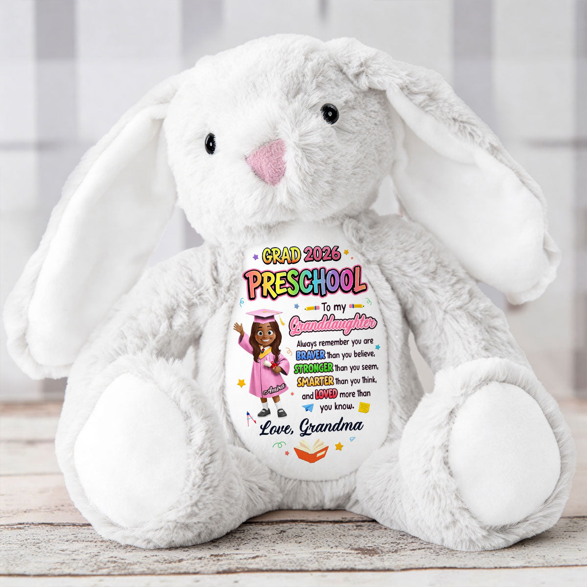 Preschool Kindergarten Graduation - Personalized Stuffed Bunny
