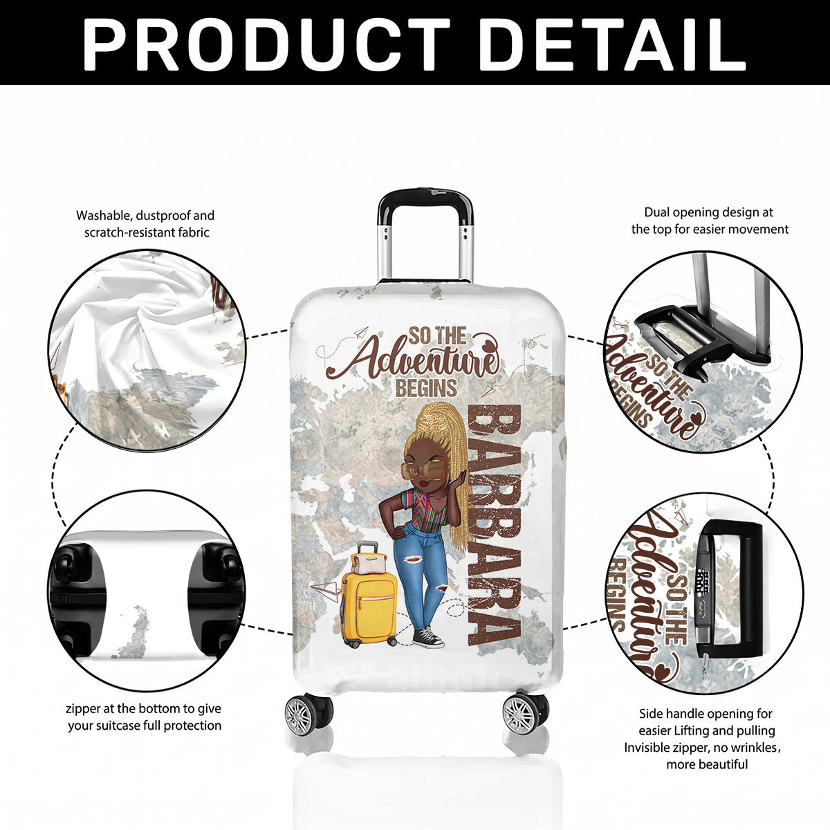 So The Adventure Begins - Personalized Luggage Cover