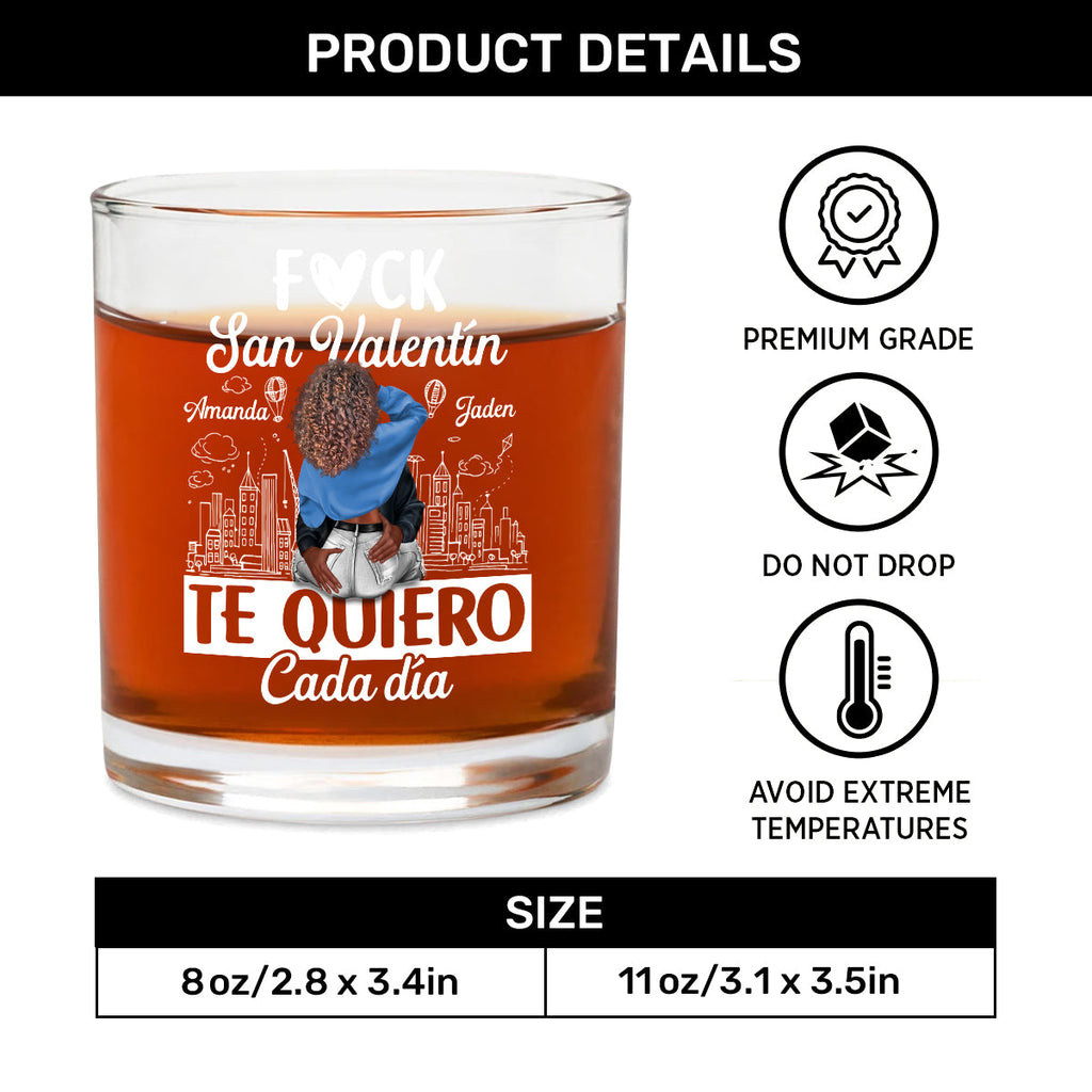 Te Quiero Cada Día - Personalized Round Whiskey Glass