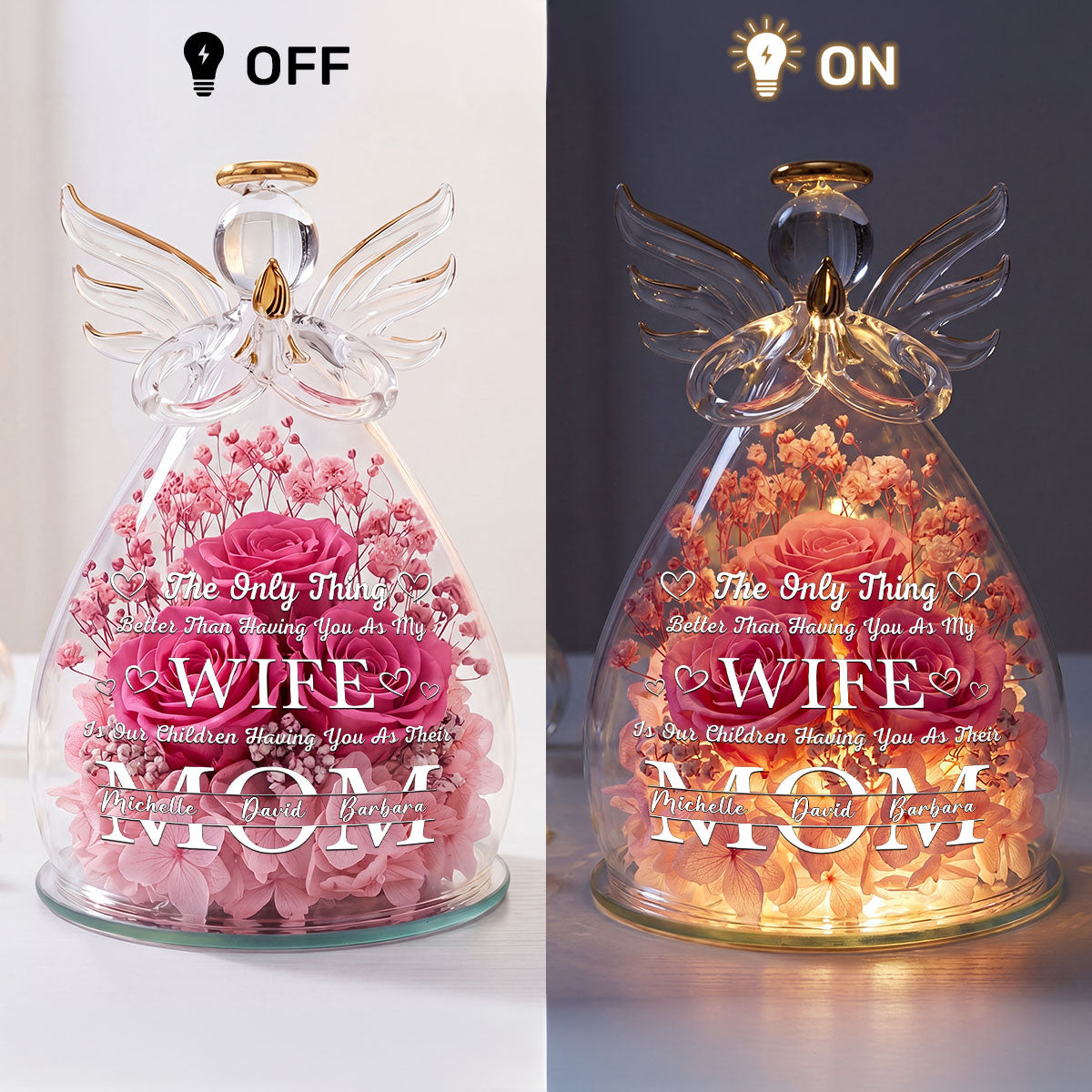 The Only Thing Better Than Having You As My Wife - Personalized Angel Dome With Preserved Flowers