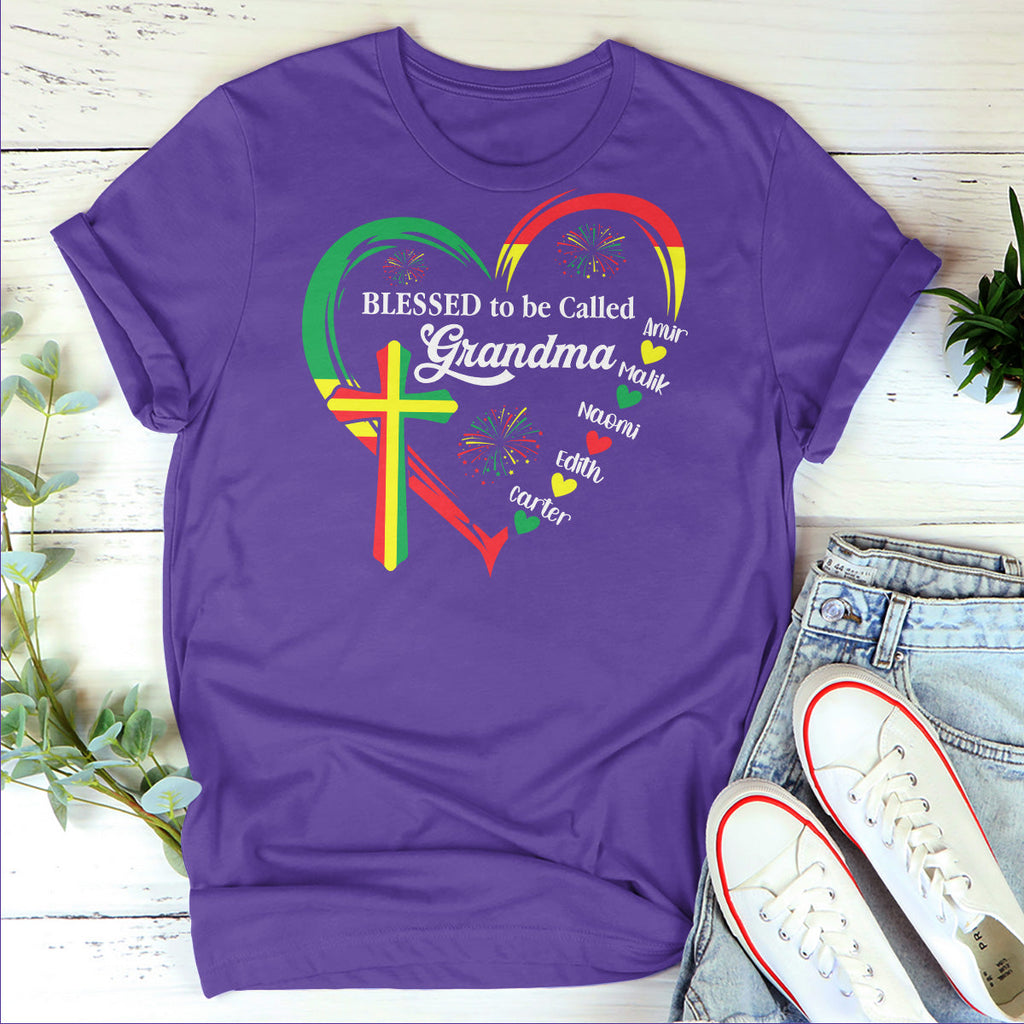 Blessed To Be Called Grandma - Personalized 2D Unisex T-shirt