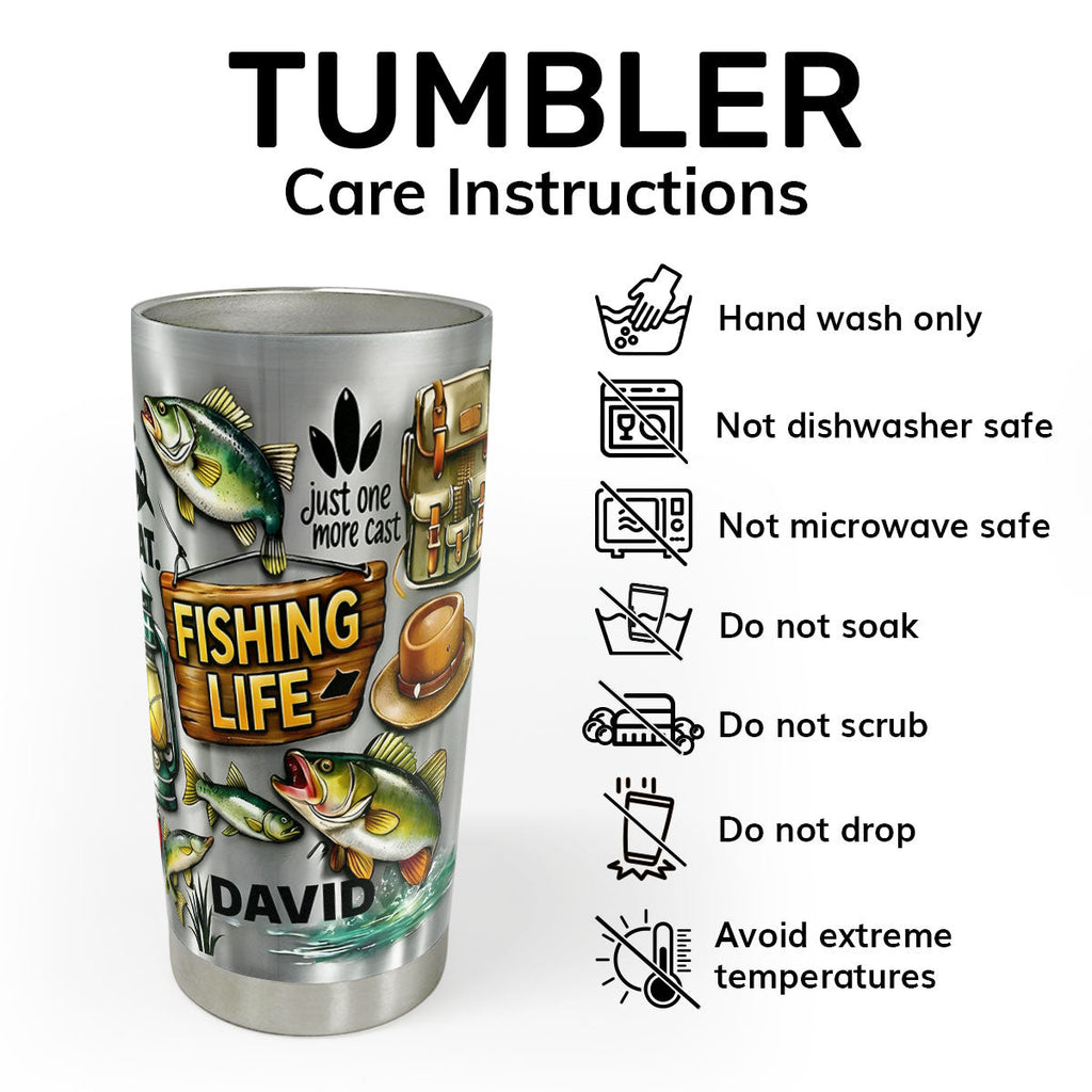 Eat Sleep Fish Repeat - Personalized Stainless Steel Tumbler