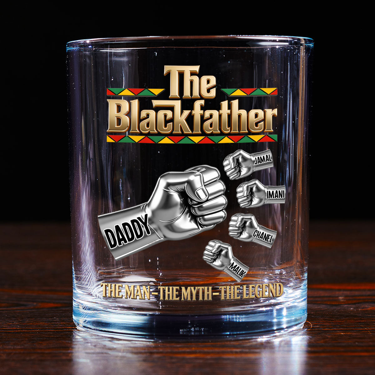 The Blackfather  - Personalized Round Whiskey Glass