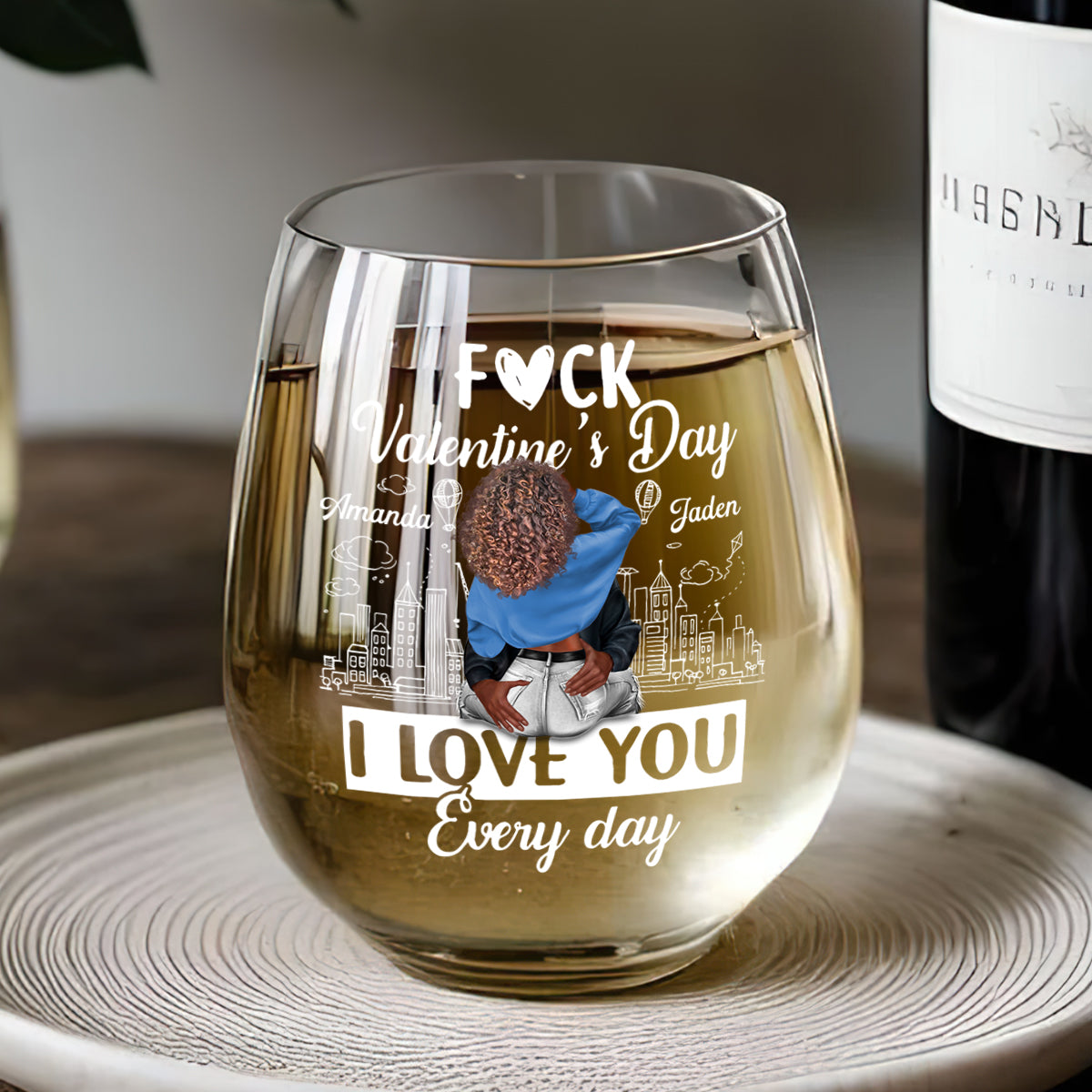 I Love You Every Day - Personalized Stemless Wine Glass