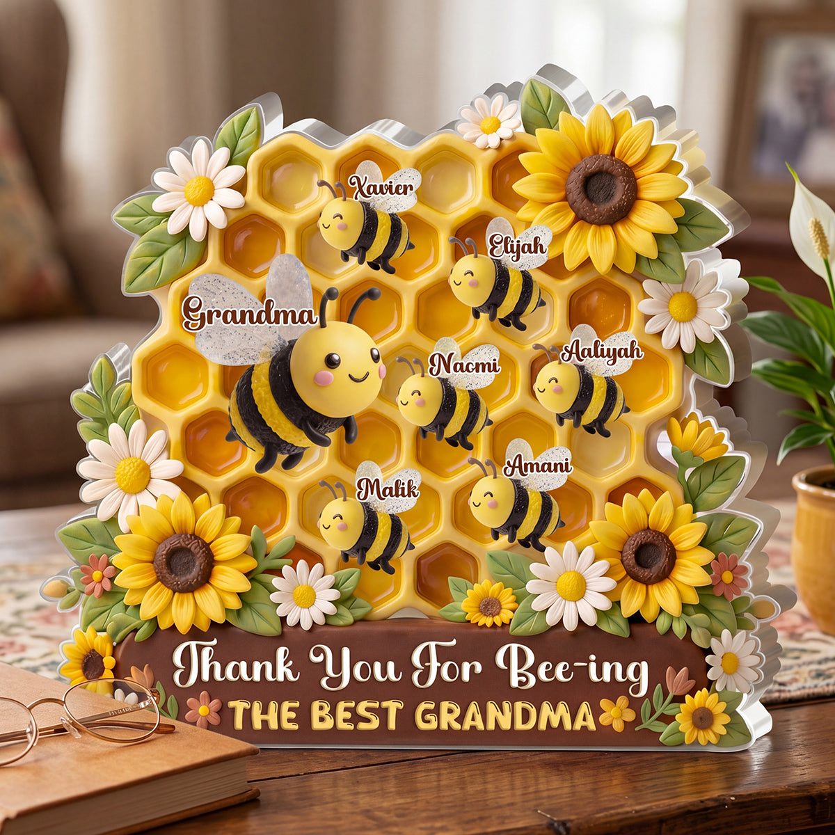 Thank You For Bee-ing The Best Grandma - Personalized Custom Shaped Acrylic Plaque