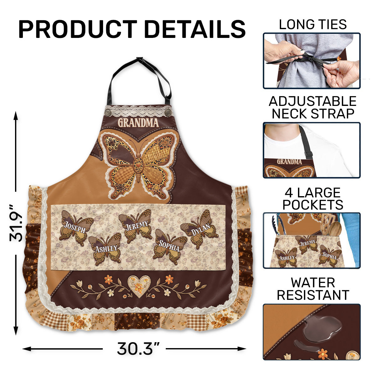 Grandma's Kisses - Personalized Ruffled Apron