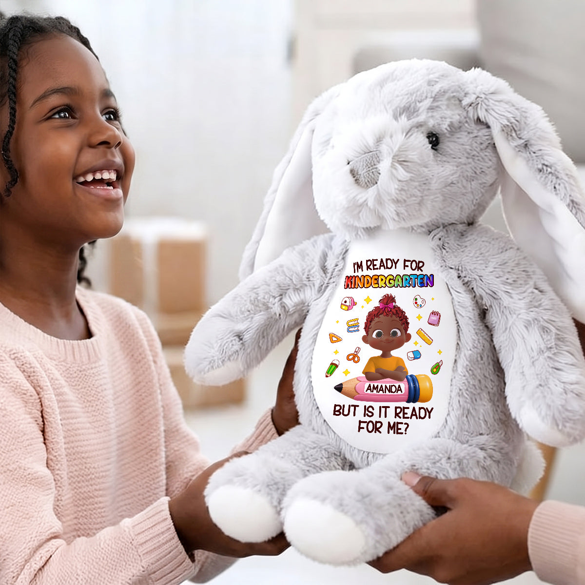 I'm Ready For Kindergarten - Personalized Stuffed Bunny