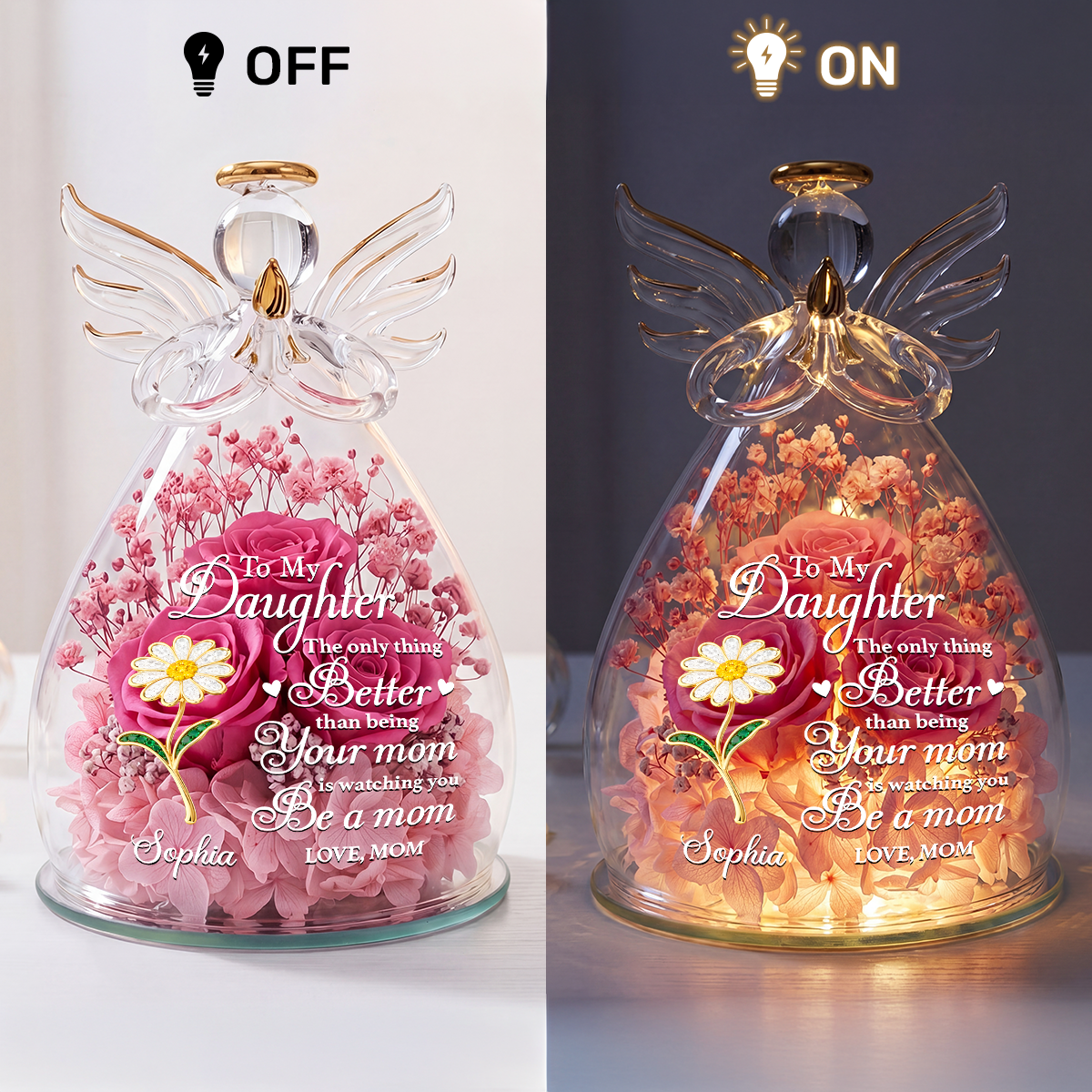 The Only Thing Better Than Being Your Mom - Personalized Angel Dome With Preserved Flowers