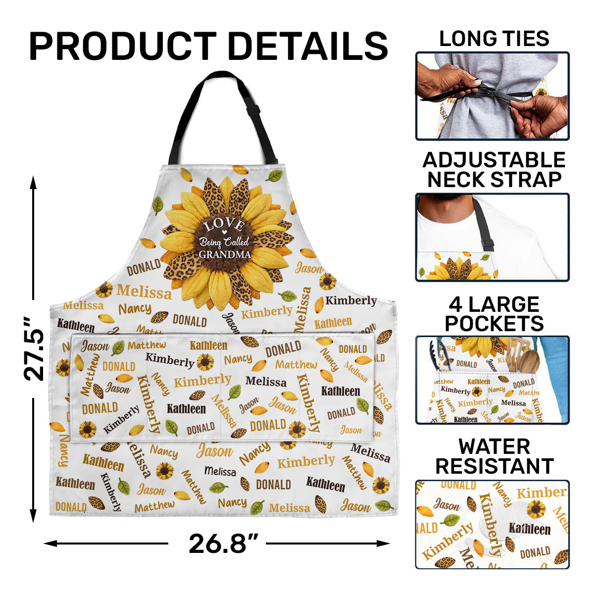 Love Being Called Grandma - Personalized Apron With Pocket