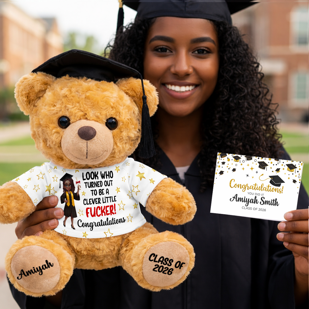 A Clever Little Fucker - Personalized Graduation Bear With Card