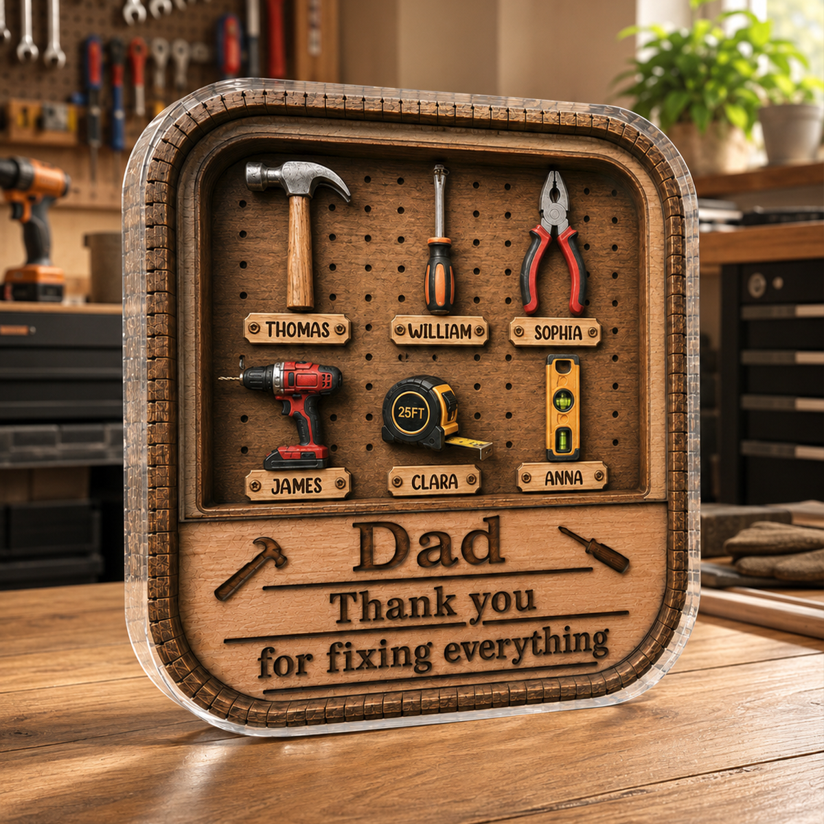 Dad Grandpa Tool Box - Personalized Custom Shaped Acrylic Plaque