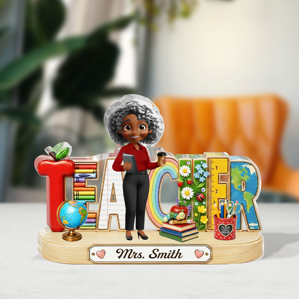 Cute Teacher Things Back To School - Personalized Custom Shaped Acrylic Plaque