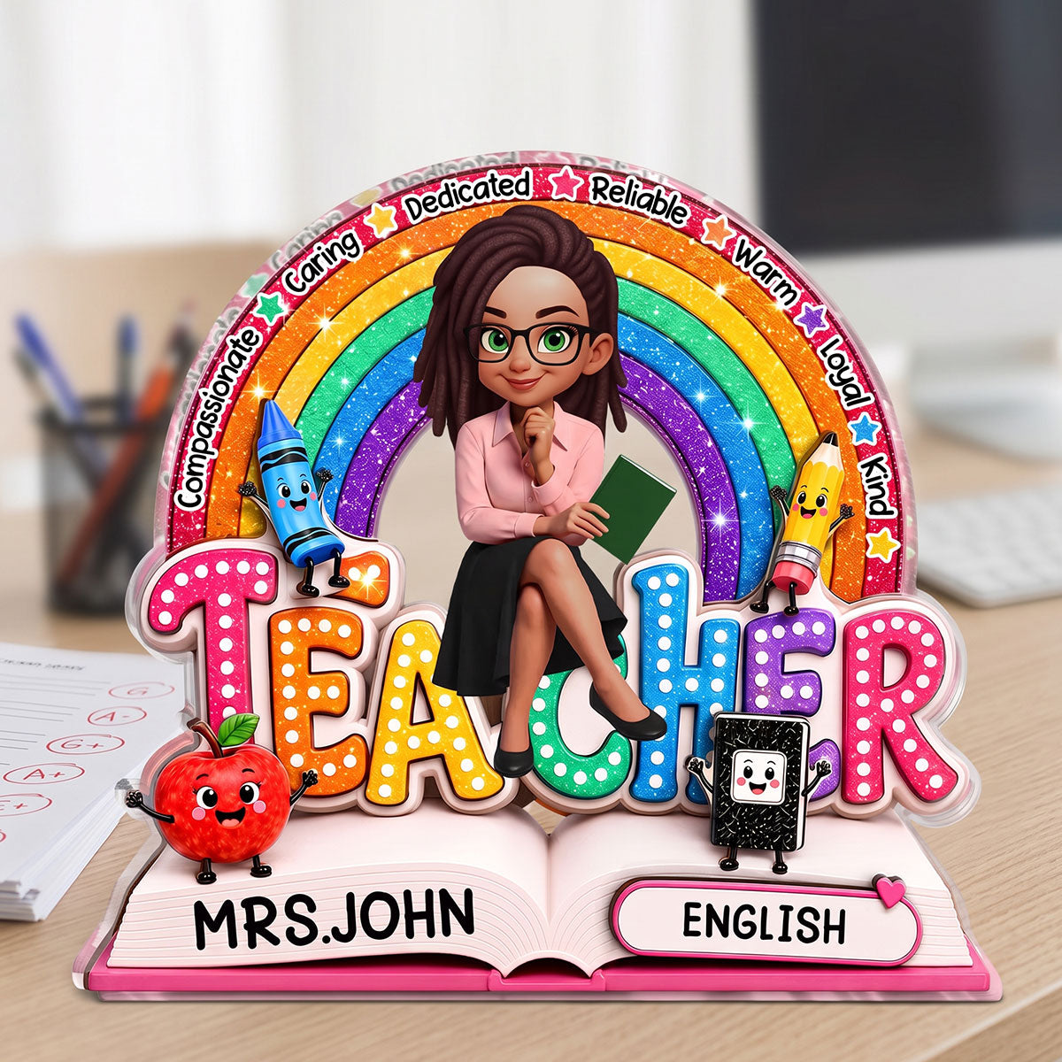 Teacher Teach Love Inspire - Personalized Custom Shaped Acrylic Plaque
