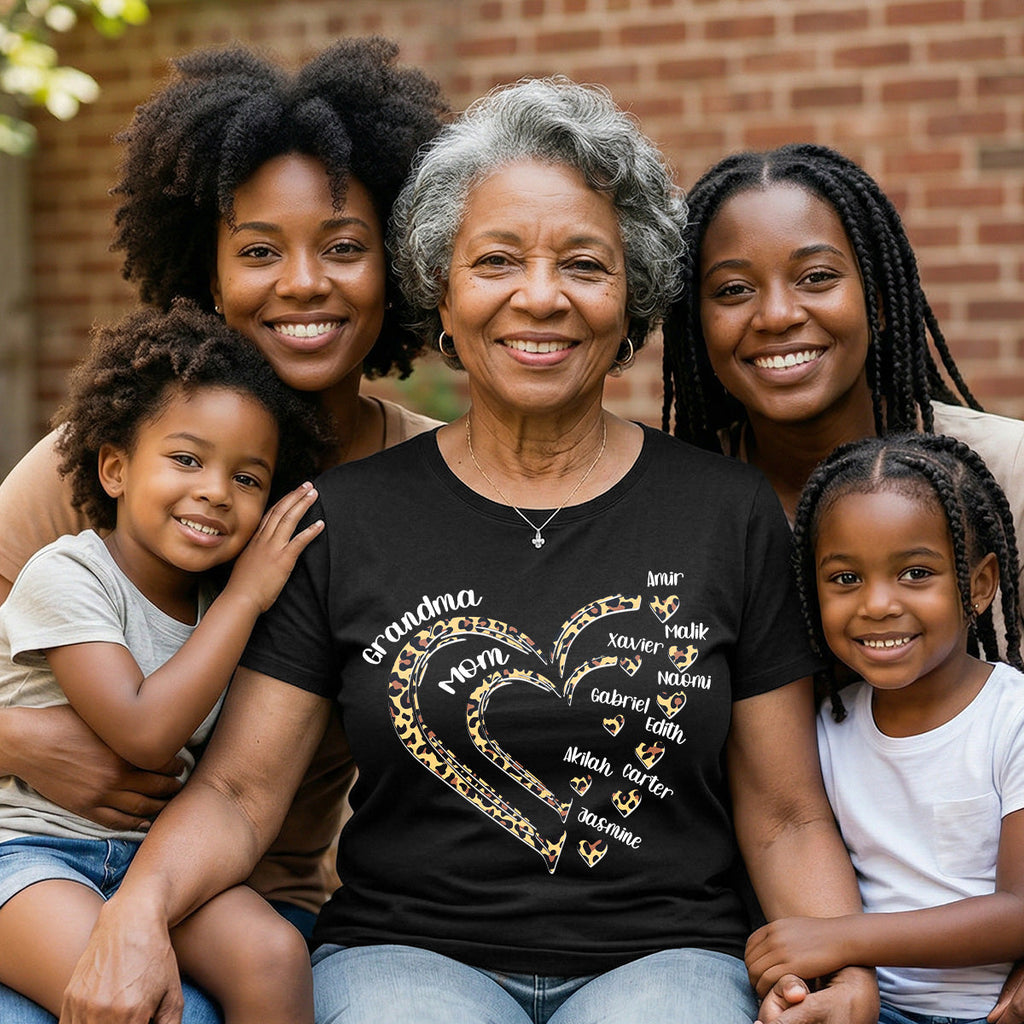Grandma Mom Heart - Personalized 2D Unisex T-shirt