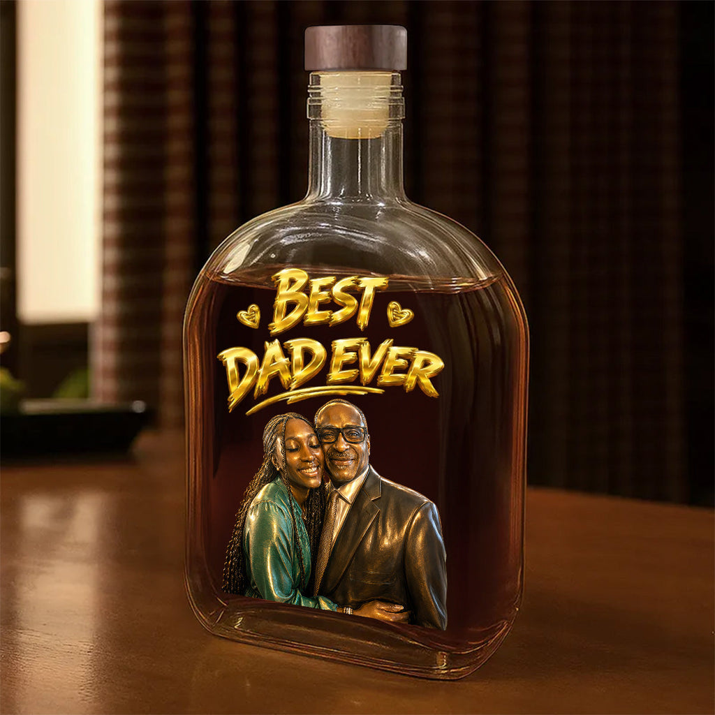 Custom Photo Portrait Dad Grandpa Family - Personalized Whiskey Bottle