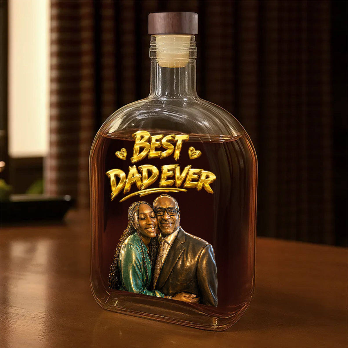Custom Photo Portrait Dad Grandpa Family - Personalized Whiskey Bottle