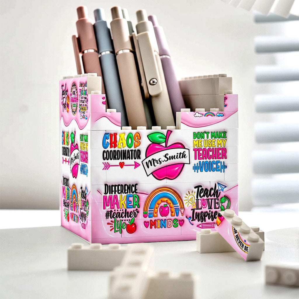 Teacher Fuel Chaos Ordinator - Personalized Building Brick Pen Holder