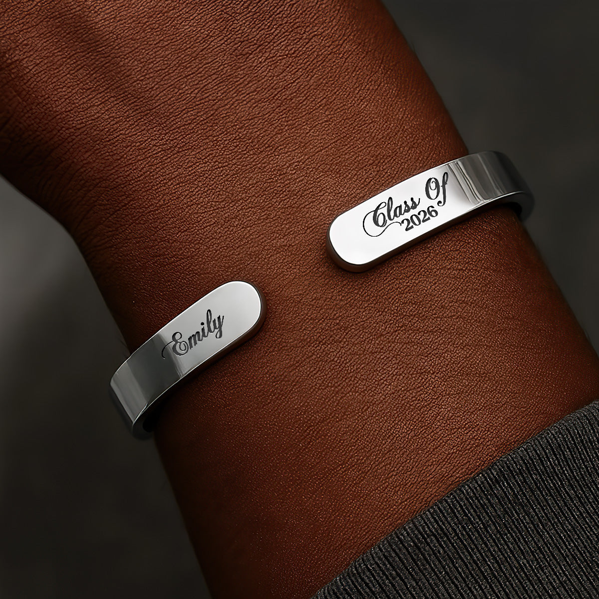 I'm In Heaven But I Won't Miss This Day - Personalized Cuff Bangle Bracelet With Box