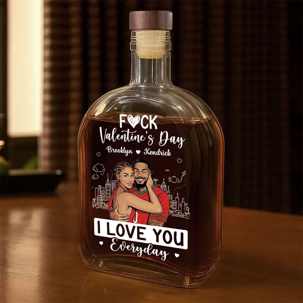 I Love You Everyday Comic Version - Personalized Whiskey Bottle