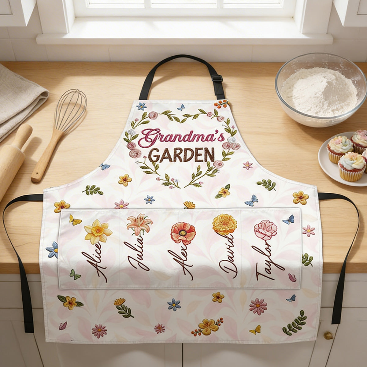 Grandma's Garden - Personalized Apron With Pocket