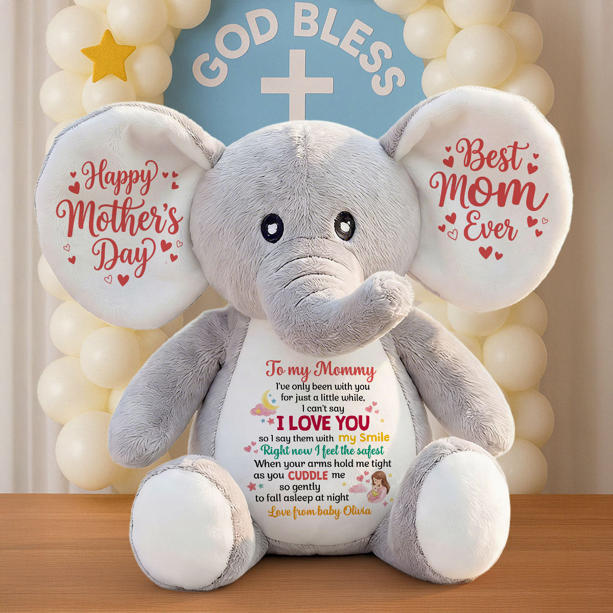 Right Now I Feel The Safest - Personalized Stuffed Elephant