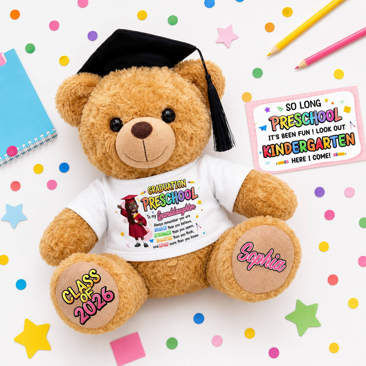 Preschool Kindergarten Graduation - Personalized Graduation Bear With Card