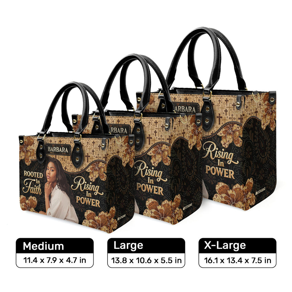 Rooted In Faith Rising In Power - Personalized Leather Handbag
