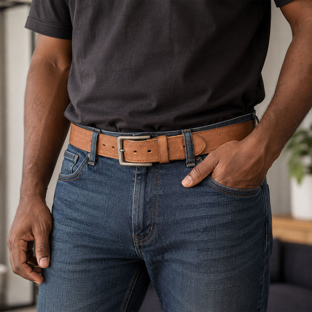 I Love Your Face Especially When It's Between My Legs - Personalized Cowhide Belt