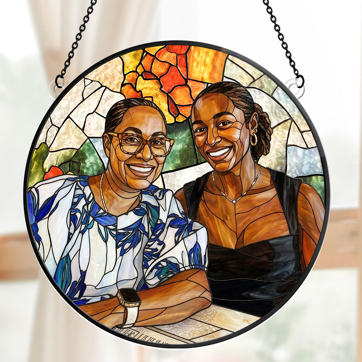Custom Photo Portrait Mom Grandma Parents Family - Personalized Acrylic Suncatcher