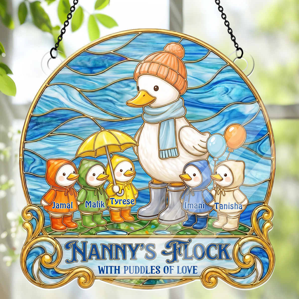 Raincoat Family Flock - Personalized Acrylic Suncatcher