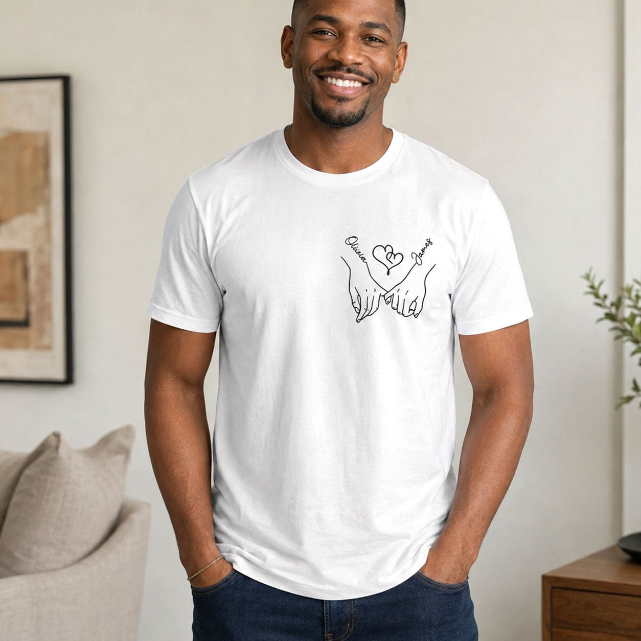 Custom Photo Colored Pencil Sketch Portrait Together Since Forever - Personalized T-shirt With Front Back Design