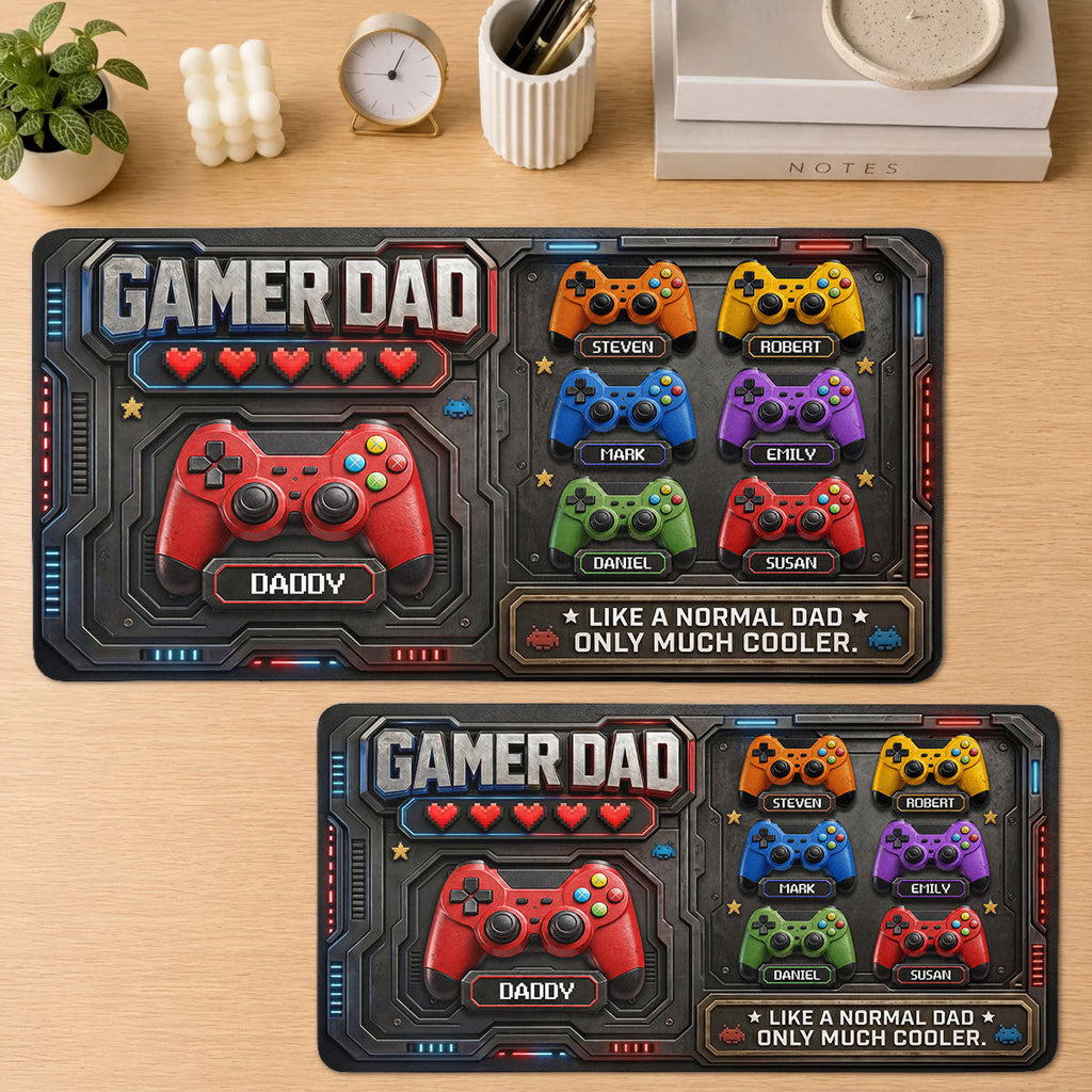 Gamer Dad Much Cooler - Personalized Leather Desk Mat
