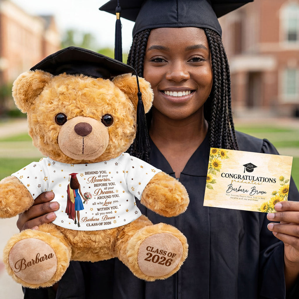 Behind You All Your Memories - Personalized Graduation Bear With Card